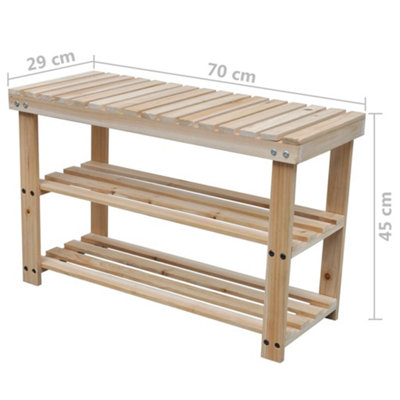 2-in-1 Shoe Rack with Bench Top 2 pcs Solid Wood - 4