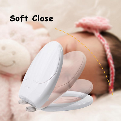 2-in-1 Soft Close Family Child Toilet Seat Quick Release Potty Training O Shape