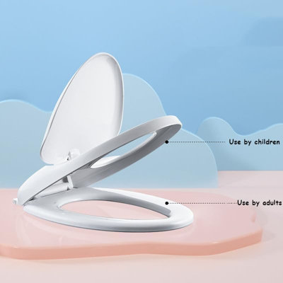 2-in-1 Soft Close Family Child Toilet Seat Quick Release Potty Training O Shape - 4