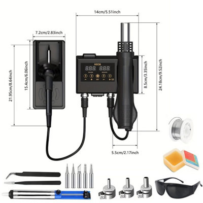 2-in-1 Soldering & Hot Air Rework Station with LED Display & PID ...