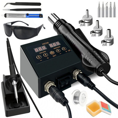2-in-1 Soldering Station Hot Air Gun LED Display