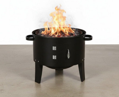 2-in-1 Stacker Smoker BBQ & Fire Pit Charcoal Grill with Lid ...