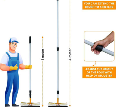 2 in 1 Telescopic Window Squeegee Cleaner with Extendable Handle ...