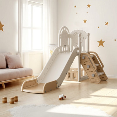 2-in-1 Toddler Slide Play Set Freestanding Slide in Orange and White