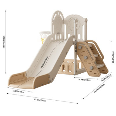 2-in-1 Toddler Slide Play Set Freestanding Slide in Orange and White