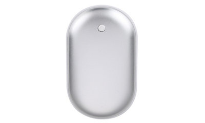 2-in-1 USB Rechargeable Hand Warmer Power Bank- Silver
