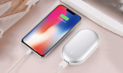 2-in-1 USB Rechargeable Hand Warmer Power Bank- Silver - 3
