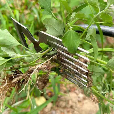 2 in 1 Weeding Tool Manual Root Puller and Shovel with 11 Teeth