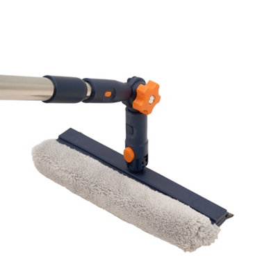 Window Squeegee Cleaner Kit – Microfiber Scrubber With Spray Head, 10.2" Plastic, Blue