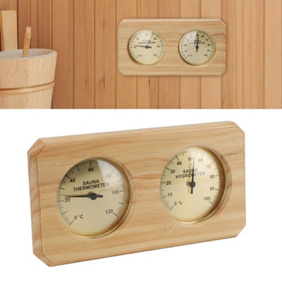 2-in-1 Wooden Sauna Thermometer&Hygrometer for Indoor Humidity and Temperature Measurement