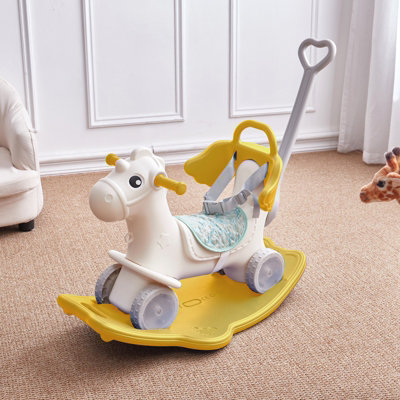 2 in 1 Yellow Rocking Horse Kid Toddler Children Play Set