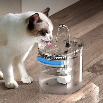 2 L Transparent Automatic Pet Water Dispenser Cat Dog Fountain Two Filter Elements