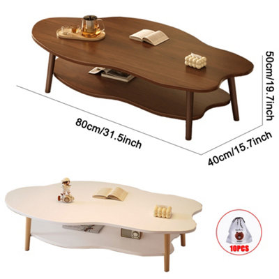 2 Layer Coffee Table Cloud Tea Table Modern Living Room Desk W