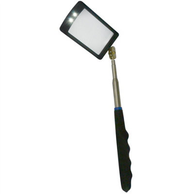 2 LED Bright Light Torch Extending Telescopic Inspection Mirror 50 x 80mm