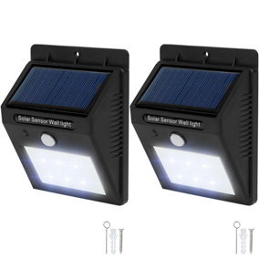2 LED solar wall lights with motion detector - black