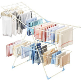 2-Level Foldable Stainless Steel Clothes Drying Rack Airer For Laundry, Quilts, Shoes-Blue