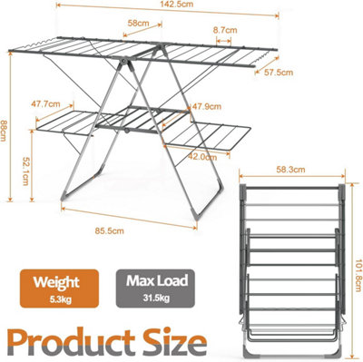 Innotic Clothes Airer With 33 Bars, 2-Level Foldable Clothes Drying