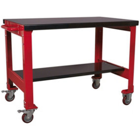 2 Level Mobile Workbench - 300kg Weight Limit - 2 Fixed & 2 Locking Castors