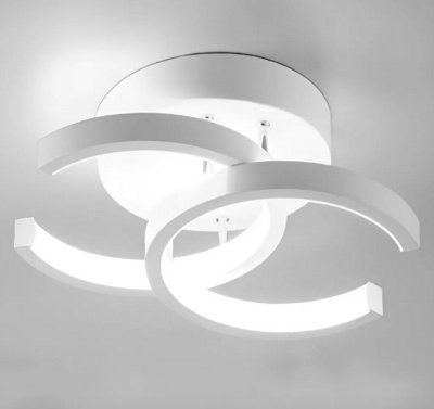 2-Light LED Ceiling Lights Modern Flush Mount Ceiling Lamp White 24cm