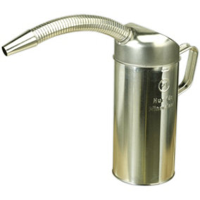 2 Litre Metal Measuring Jug with Flexible Spout - Tin Plated - Pouring Handle