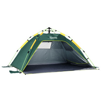 2 Man Pop-up Beach Tent Sun Shade Shelter Hut w/ Windows Doors Hook Dark Green