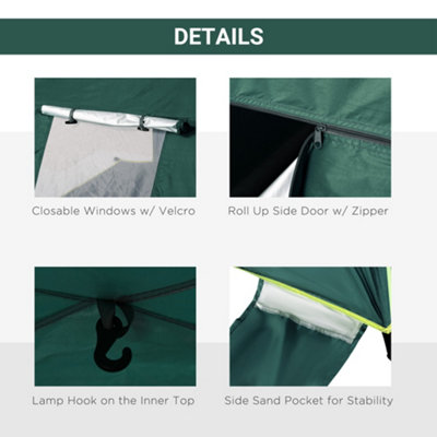 2 Man Pop-up Beach Tent Sun Shade Shelter Hut w/ Windows Doors Hook Dark Green