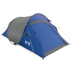 2 Man Pop Up Tent Lightweight Portable Camping Festival Shelter Single Skin Trail - Blue