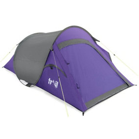 2 Man Pop Up Tent Lightweight Portable Camping Festival Shelter Single Skin Trail - Purple