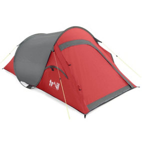 2 Man Pop Up Tent Lightweight Portable Camping Festival Shelter Single Skin Trail - Red