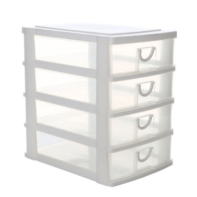 Terry - Drawer Small Parts Organizer with Label Holder, 4 Rectangular Drawers 20,8x13,2x20,8