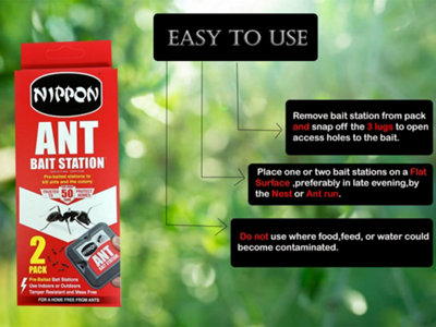 2 Nippon Ant Stop Killer Bait stations Destroys Ants & Nests Indoor Outdoor
