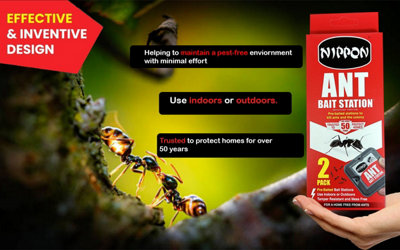 2 Nippon Ant Stop Killer Bait stations Destroys Ants & Nests Indoor Outdoor