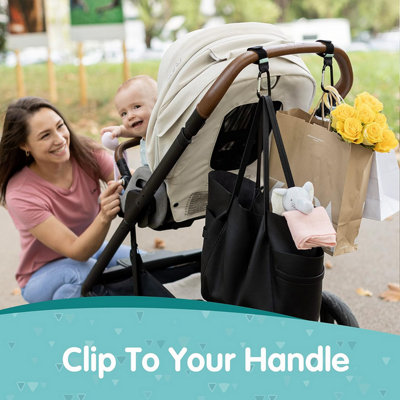 2 Onco Baby Pram Buggy Clips - Adjustable Pushchair Hooks for Bags ...