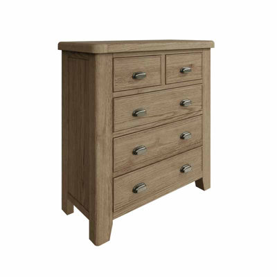 2 Over 3 Chest of Drawers - Pine/MDF - L100 x W45 x H105 cm - Smoked Oak