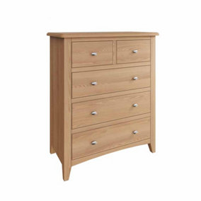2 Over 3 Chest of Drawers - Pine/MDF - L80 x W40 x H95 cm - Light Oak