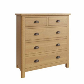2 Over 3 Chest of Drawers - Pine/Plywood/MDF - L80 x W40 x H95 cm - Rustic Oak
