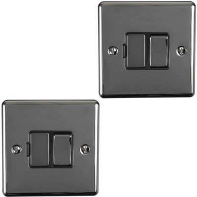 1 Gang 13A Unswitched Fuse Spur ANTIQUE BRASS & BLACK Metal Mains
