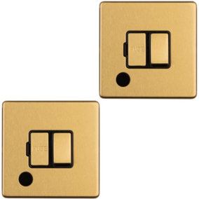 2 PACK 1 Gang 13A Switched Fuse Spur & Flex Outlet SCREWLESS SATIN BRASS Plate