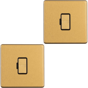 2 PACK 1 Gang 13A Unswitched Fuse Spur SCREWLESS SATIN BRASS Mains Isolation