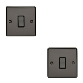 2 PACK 1 Gang 20A DP Single Switch BLACK NICKEL & Black Trim Appliance / Boiler