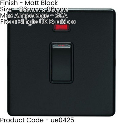 2 PACK 1 Gang 20A Single Light Switch & Neon SCREWLESS MATT BLACK 2Way ...