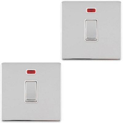 2 PACK 1 Gang 20A Single Light Switch Neon SCREWLESS POLISHED CHROME ...