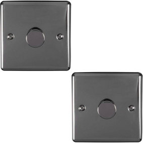 2 PACK 1 Gang 400W 2 Way Rotary Dimmer Switch BLACK NICKEL Light Dimming Plate