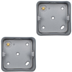2 PACK 1 Gang 40mm Surface Mount METAL CLAD Back Box Switch Socket Rounded Earth