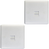 2 PACK 1 Gang BT Extension Telephone Wall Socket WHITE PLASTIC Secondary