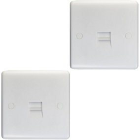 2 PACK 1 Gang BT Extension Telephone Wall Socket WHITE PLASTIC Secondary