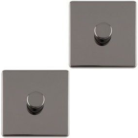 2 PACK 1 Gang Dimmer Switch 2 Way LED SCREWLESS BLACK NICKEL Light Dimming Wall
