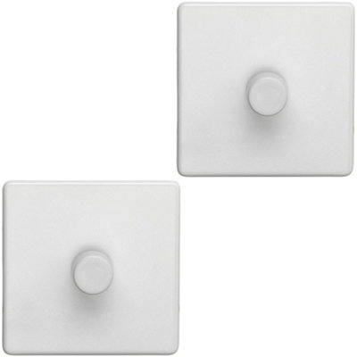 2 PACK 1 Gang Dimmer Switch 2 Way LED SCREWLESS MATT WHITE Light Dimming Wall