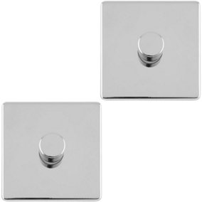 2 PACK 1 Gang Dimmer Switch 2 Way LED SCREWLESS POLISHED CHROME Light Dimming