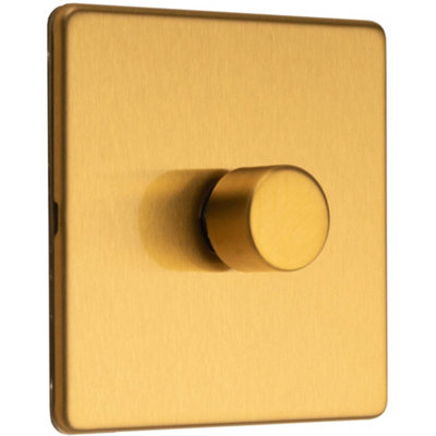 2 PACK 1 Gang Dimmer Switch 2 Way LED SCREWLESS SATIN BRASS Light ...